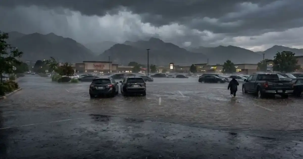 Summer thunderstorm flooding in West Valley City, UT